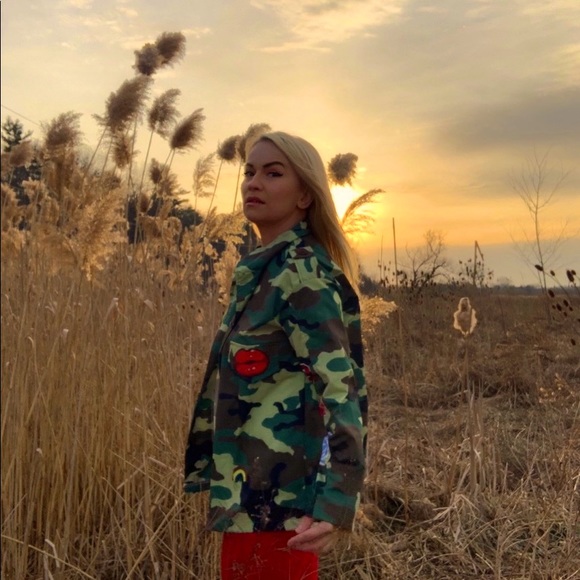 Army camouflage windbreaker jacket S/M - Picture 1 of 9